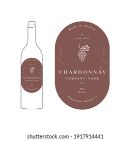 Vector Illustartion Design Labels For Wine. Minimalistic And Modern Design