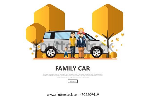 Vector\
Illustartion of Family Holiday Car\
Trip.