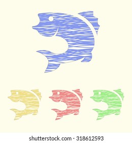 Vector illustartion of fishing and fish icon