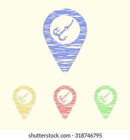 Vector illustartion of fishing and fish icon