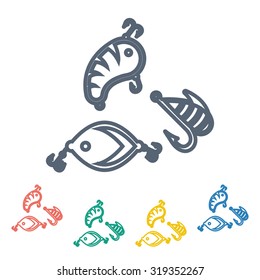 Vector illustartion of fishing and fish icon