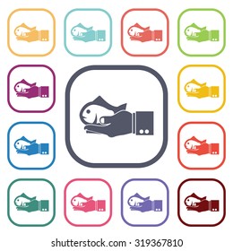 Vector illustartion of fishing and fish icon
