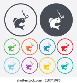 Vector illustartion of fishing and fish icon