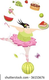 vector illustartion of a girl with fruits
