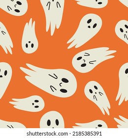 Vector illustartion of Halloween ghosts. Trick or treat symbol. Background or seamless pattern