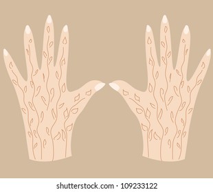 vector illustartion of hands with henna