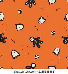 Vector illustartion icons for Happy Halloween. Trick or treat symbol. Background or seamless pattern