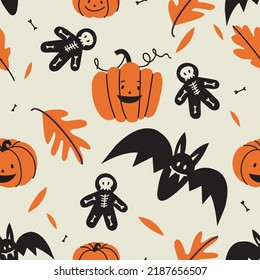Vector illustartion icons for Happy Halloween. Trick or treat symbol. Background or seamless pattern