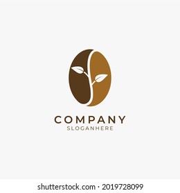 vector illustartion of negative space organic coffee bean logo icon perfect for coffee shop and restaurant