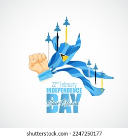 Ilustración vectorial por el Día de la Independencia de Santa Lucía 22 de febrero