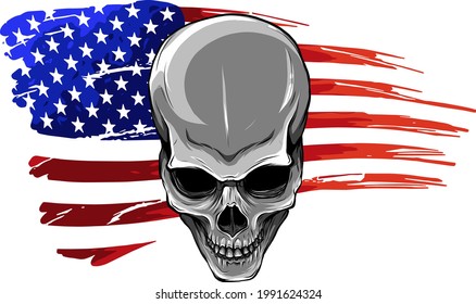 vector illustartion of skull with american flag