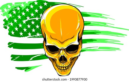 ilusión vectorial del cráneo con bandera estadounidense