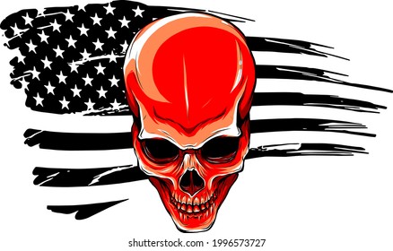 vector illustartion of skull with american flag