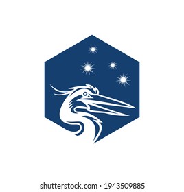 A vector Illustartion of Stork and Blink Star in blue color