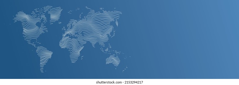 ilusión vectorial del mapa del mundo a rayas sobre fondo azul