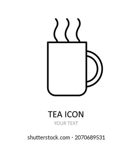 Ilustración vectorial con icono de té. Dibujo de esquema.