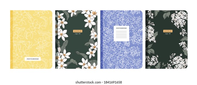 Vector illustartion templates cover pages for notebooks, planners, brochures, books, catalogs. Flowers wallpapers
