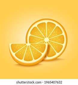 Vector illustartion of two slices of orange fruit