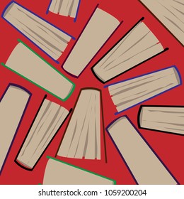 Vector illustartion.Top view of different book on red background.