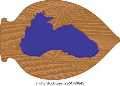 Vector illustartion for wine industry, represent a Qvevri or terracotta amphora, in which the wine is stored before in Georgia, and Black sea in middle, with idea of wine from around Black sea