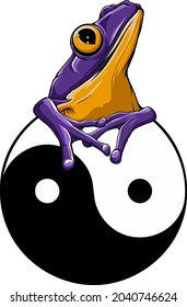 vector illustartion of Ying yang symbol under the frog