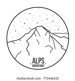 Vector illustation of Alps. Switzerland.
