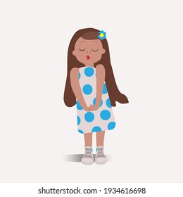 Vektorgrafik der Coquette jungen Dame, Kinderpsychogik, isoliert, Emotionen, Bildung, Gefühle
