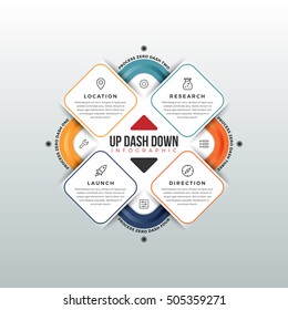 Vector illustation of up dash down infographic design element.