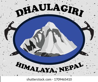 Logo de la estación de vectores del Monte Dhaulagiri, himalayas, Nepal