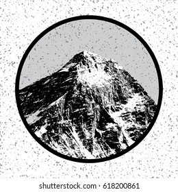 Vector Illustation Logo Of Mount Everest, Himalayas, Nepal