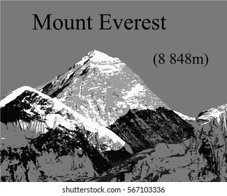 Vector illustation of Mount Everest, himalayas, Nepal