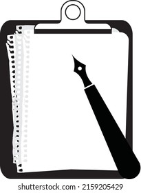 A vector illustation of a notepad with fountain pen isolated on a white background