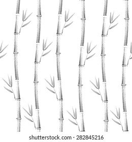 Vector illustation of Seamless with bamboo stems in sumi-e technique