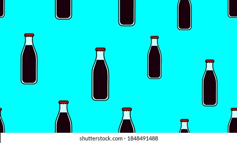 Vector illustation seamless pattern with isolated icons of plactic and glass bottles. World ocean pollution. Separate garbage collection