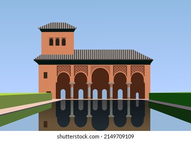 ilusión vectorial del paisaje español con arquitectura autentica