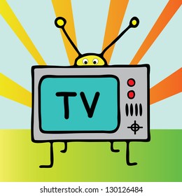 a vector illustation of  tv cartoon