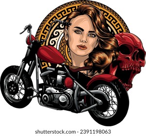 afiche de motocicleta vintage chopper vectorial illustation