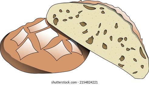 Vector Illustion Single Sourdough Bread Cut Stock Vector (Royalty Free ...