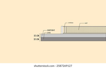 Vector illustraion 3D volleyball court