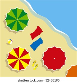 vector illustraion of a beach with umbrella