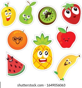 Vector illustraion of cute fruit icons.