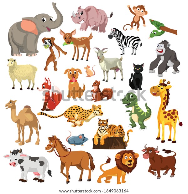 Vector Illustraion Different Kind Animals Stock Vector (Royalty Free ...