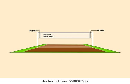 Vector illustraion in front of volleyball court