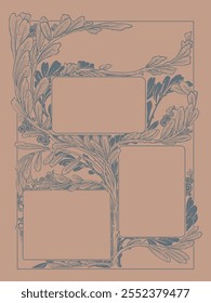 vector illustraion orante floral frame with elements pattern