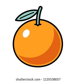 Iluminación vectorial de la fruta naranja gráfica estilizada. Aislado. Esquema negro