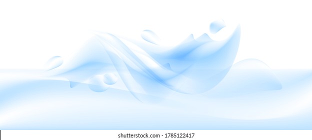 vector illustraion Wave with splash on the water surface on white background banner