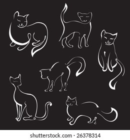 Vector illustraition of Cat Design Set made with simple line only