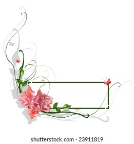 Vector illustraition of elegant floral frame with beautiful roses