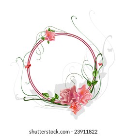 Vector illustraition of elegant floral frame with beautiful roses