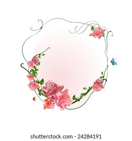 Vector illustraition of elegant floral frame with beautiful roses